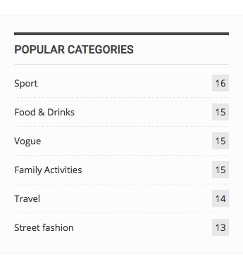Popular Categories widget in Publisher