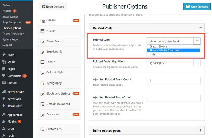 Activate related posts in Publisher