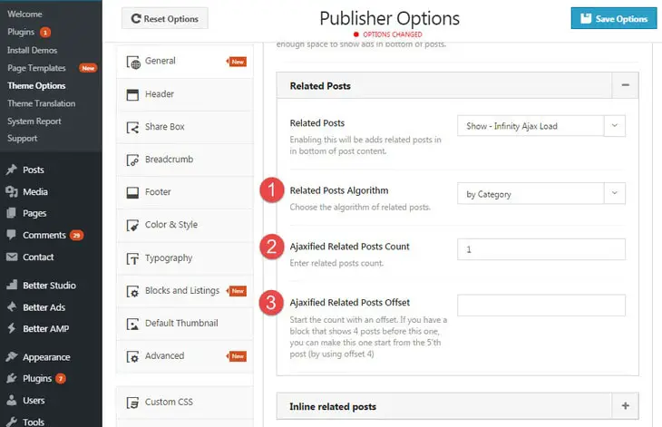 Ajax related posts option in Publisher