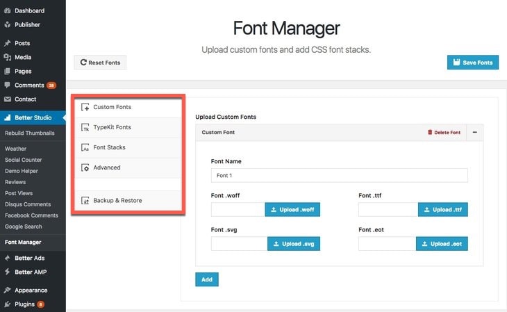 Add new font in font manager in Publisher